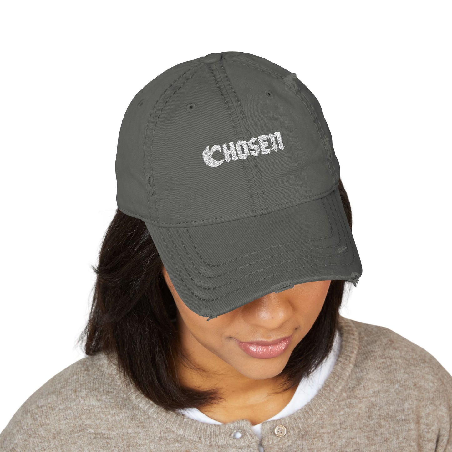C-Logo Distressed Dad Hat with 'C'hosen' Embroidery -”Chosen by Fire, Forged by Purpose”