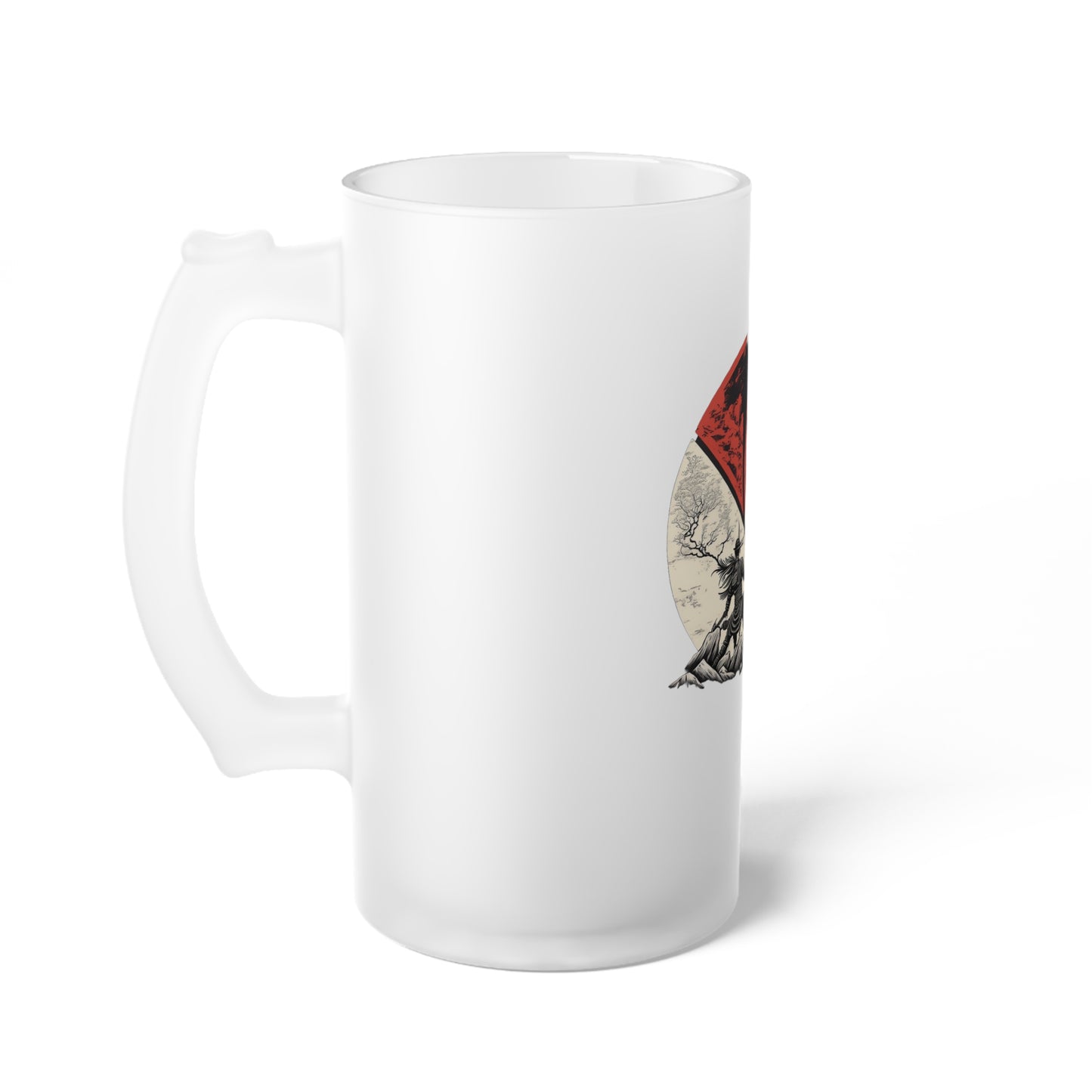 C-Logo Japanese-Inspired Frosted Glass Beer Mug