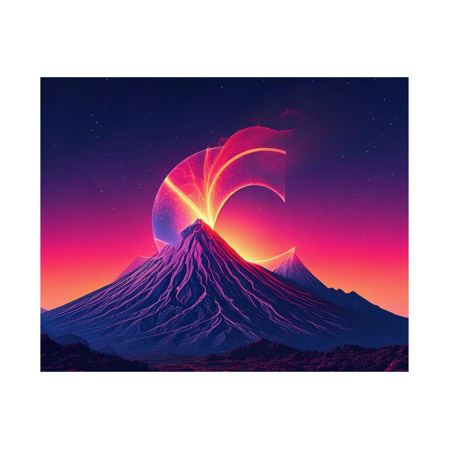 SUBINAC Vibrant Volcano Art Poster Matte