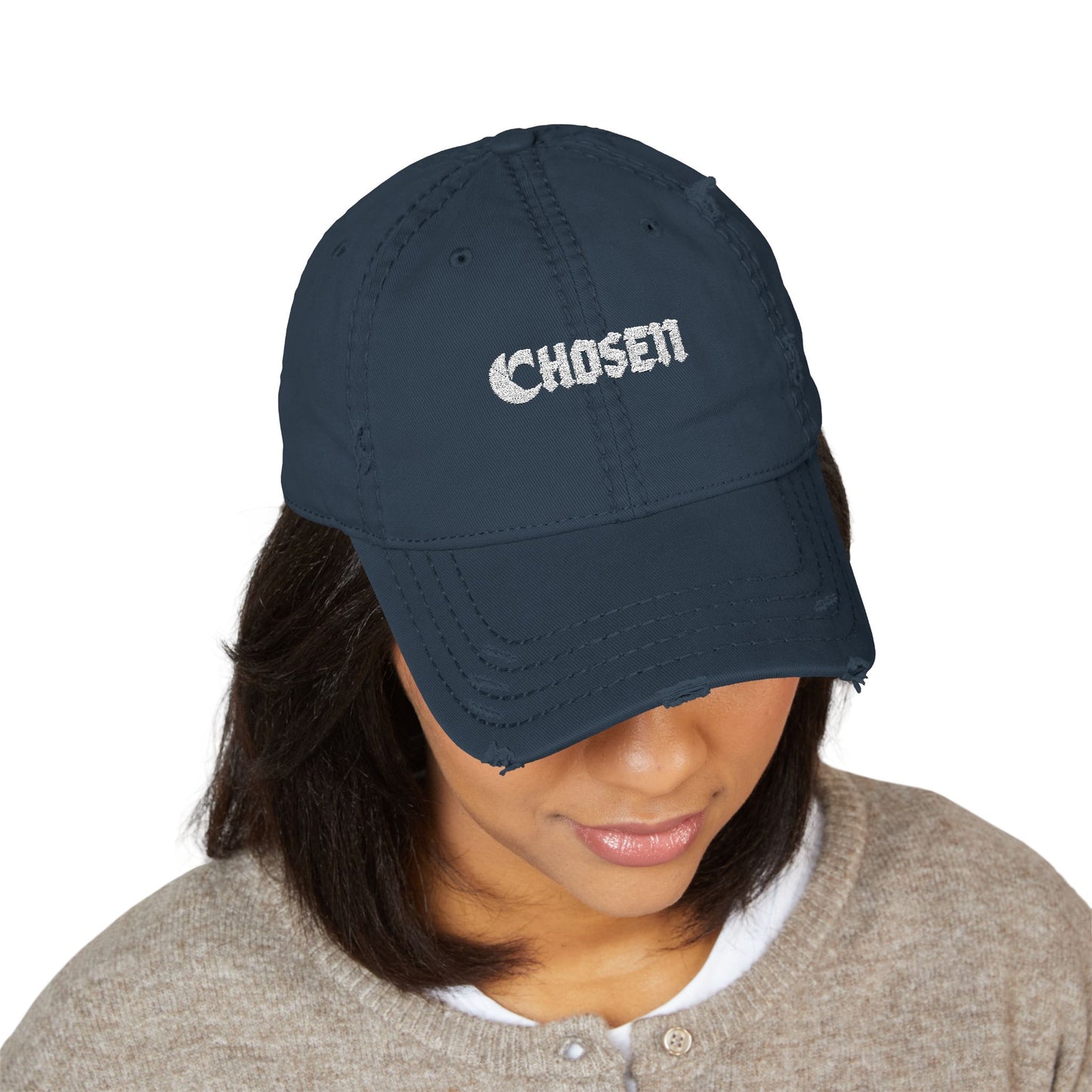 C-Logo Distressed Dad Hat with 'C'hosen' Embroidery -”Chosen by Fire, Forged by Purpose”