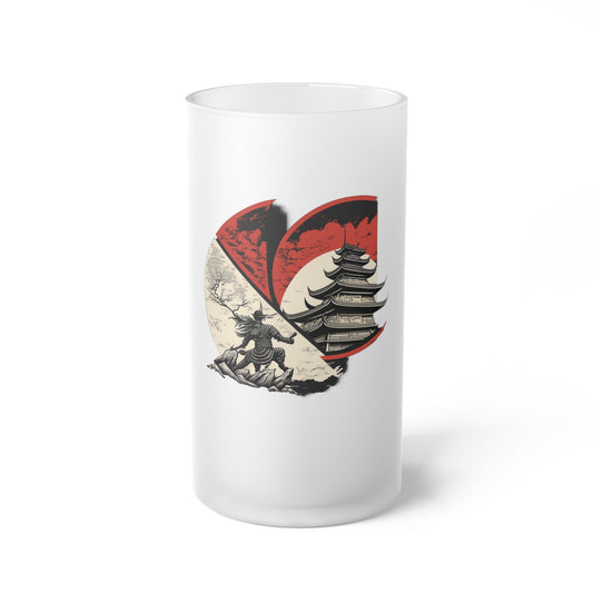 C-Logo Japanese-Inspired Frosted Glass Beer Mug