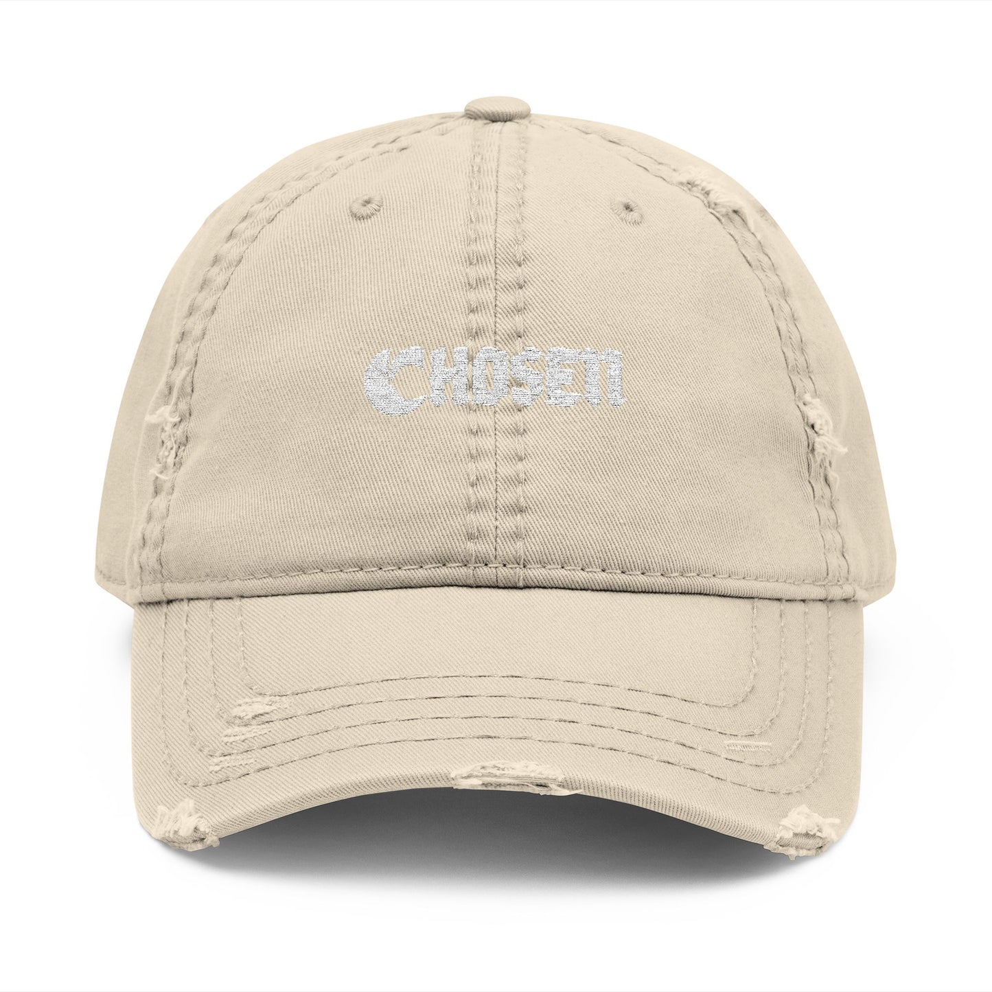 C-Logo Distressed Dad Hat with 'C'hosen' Embroidery -”Chosen by Fire, Forged by Purpose”