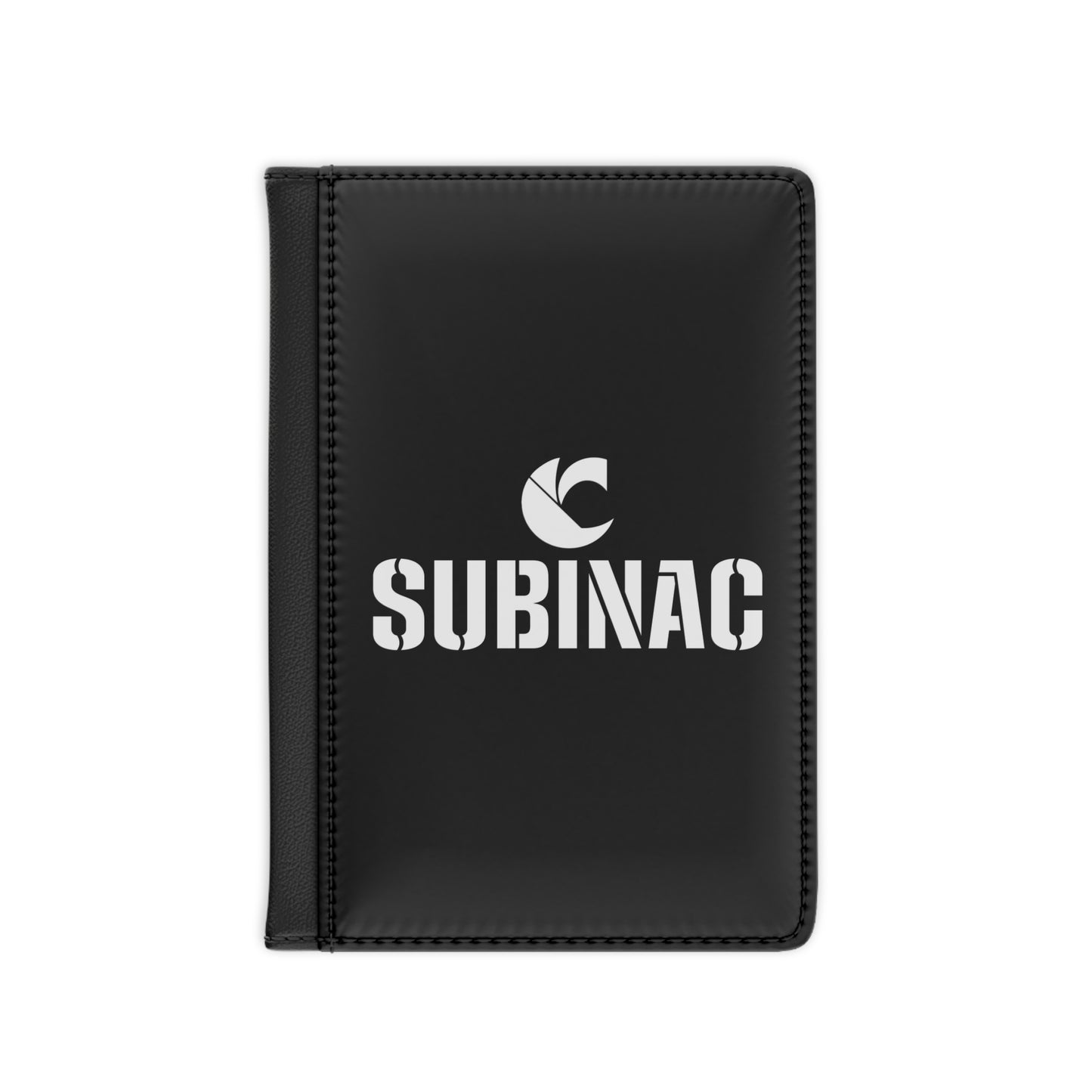 Sleek Black C-Logo Passport Cover w/ SUBINAC Design