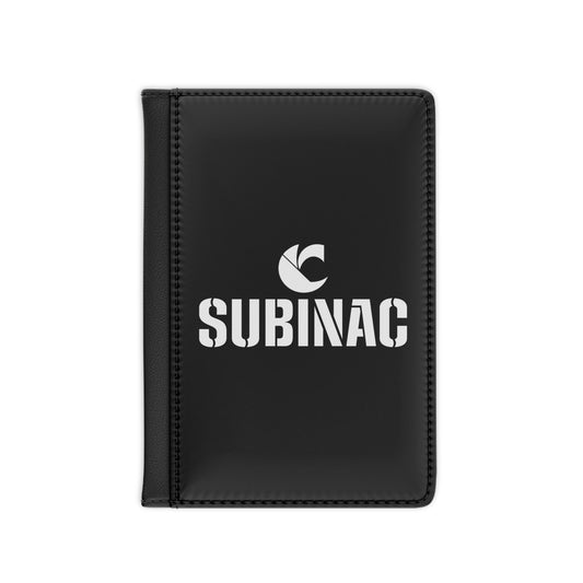 Sleek Black C-Logo Passport Cover w/ SUBINAC Design