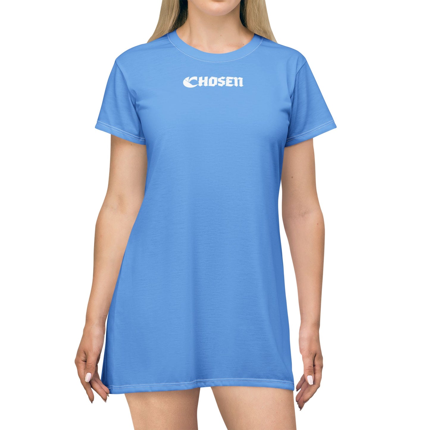 C'hosen C-Logo Blue T-Shirt Dress for Casual Wear - ”Chosen by Fire, Forged by Purpose”