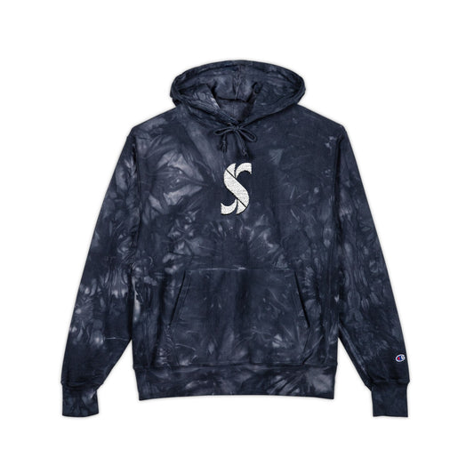 Tie-Dye 'S' Subinac Embroidered Hoodie — Black Champion Pullover